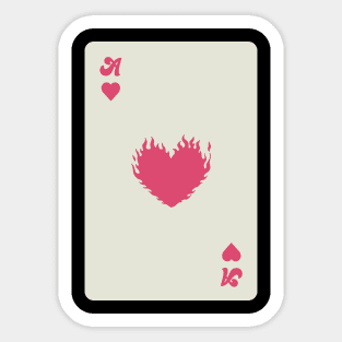 Heart on fire - Ace of hearts card Sticker